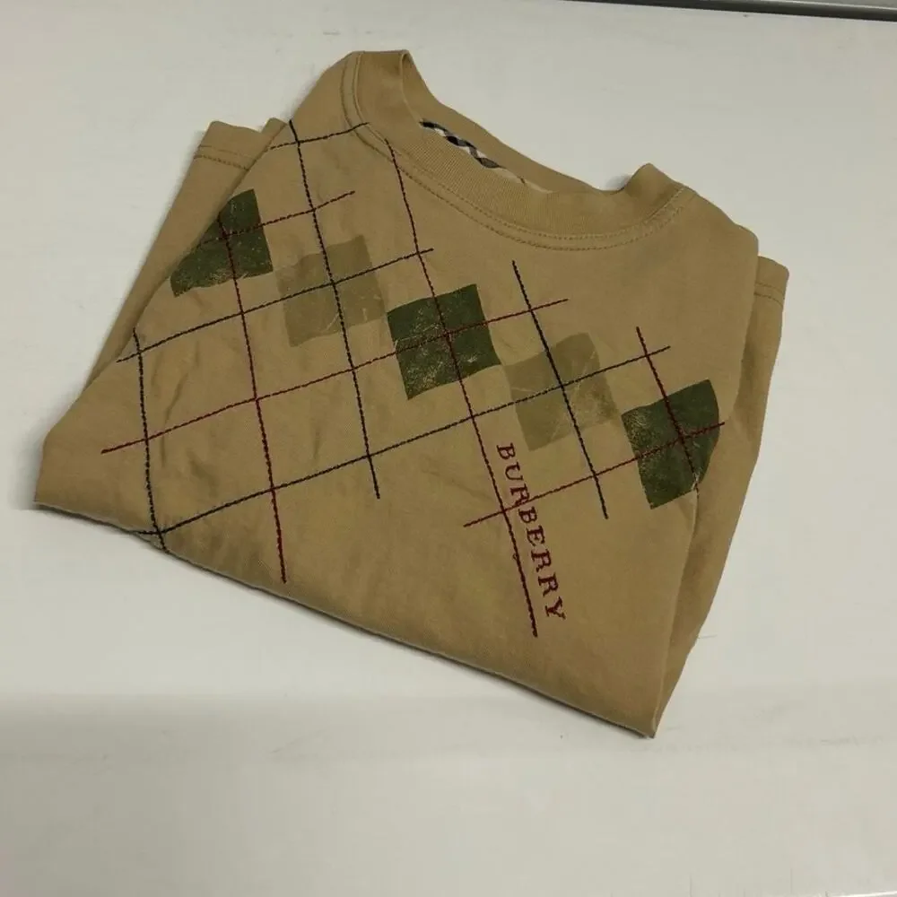 Burberry argyle stitch toddler size 4 long sleeve tan shirt 100% cotton
